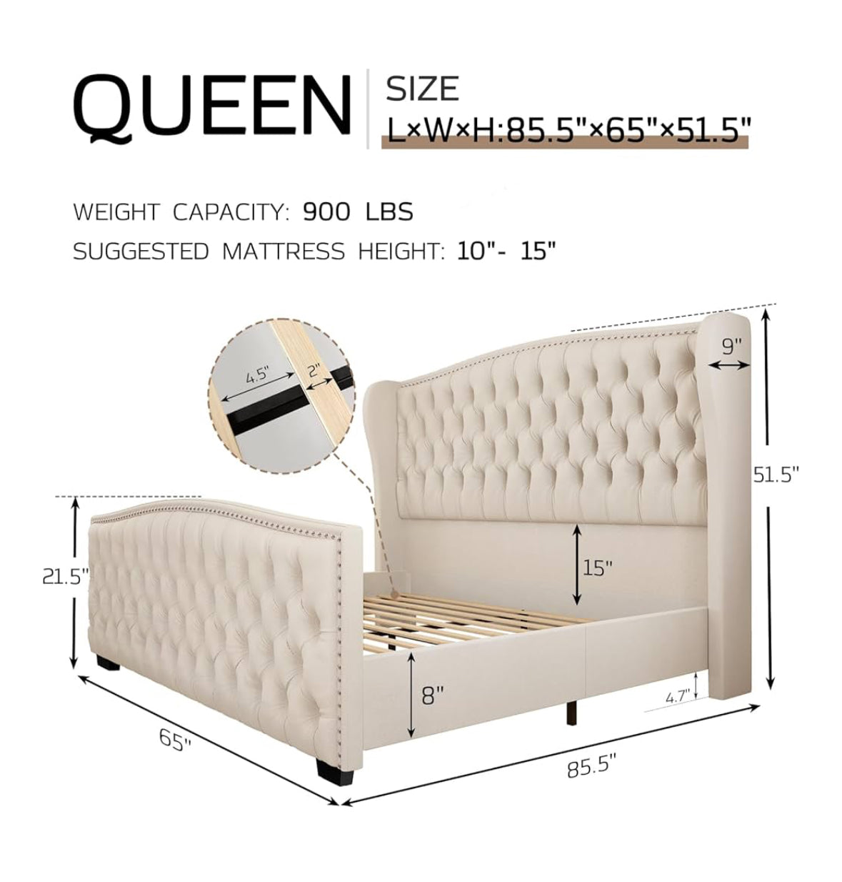 Jocisland Queen Platform Bed Frame
